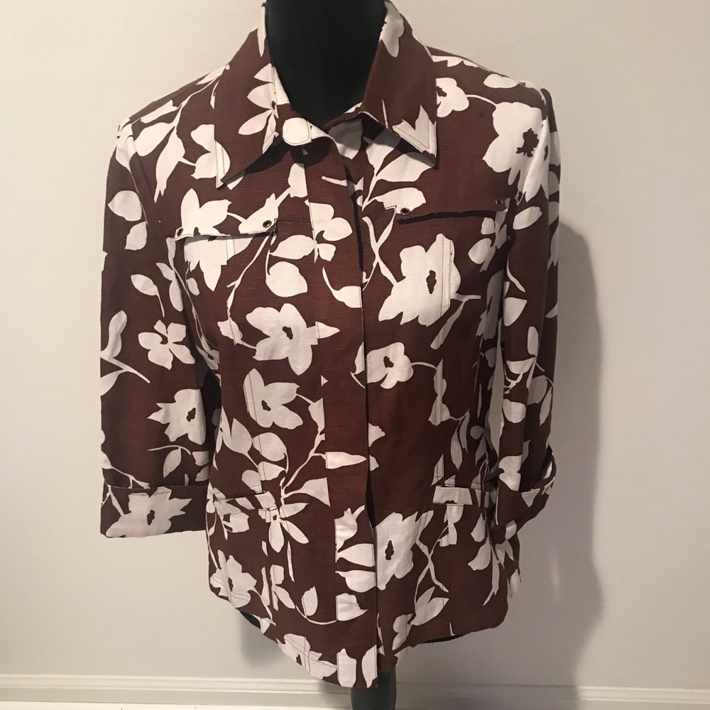 NWT Coldwater Creek All around Floral Linen Jsvket